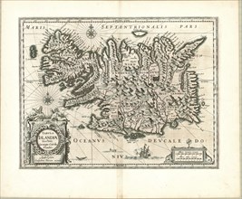 Map, Tabula Islandiae auctore Georgio Carolo Flandro, Georgius Carolus (1601-1625), Copperplate