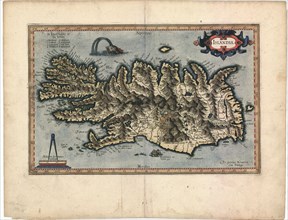 Map, Islandia per Gerardum Mercatorem, Gerard Mercator (1512-1594), Copperplate print