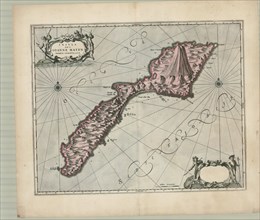 Map, Insvla qvæe à Ioanne Mayen nomen sortita est, Copperplate print