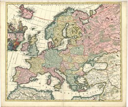 Map, Europa excultissima P. Schenk ex. Amst, Petrus Schenk (1660-1718/9), Copperplate print