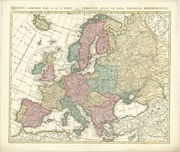 Map, Europe, composée par G. de L’Isle, et corrigée selon le plus nouvelle observations, Guillaume