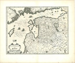 Map, Livonia, vulgo Lyefland, Copperplate print