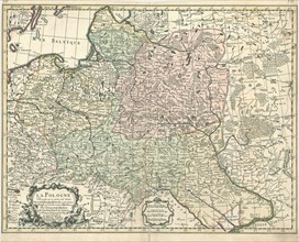 Map, La Pologne, Guillaume Delisle (1675-1726), Copperplate print, illustration