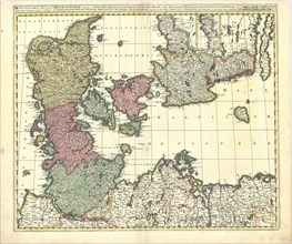 Map, Regnum Daniæ, Copperplate print