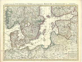 Map, Seconde carte des courones du Nord, Guillaume Delisle (1675-1726), Copperplate print