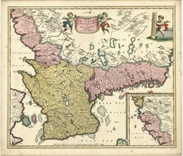 Map, Accurata Scaniæ, Blekingiæ, et Hallandiæ descriptio, Frederick de Wit (1610-1698), Copperplate