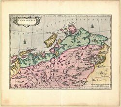 Map, Finmarchia, Willem Jansz Blaeu (1571-1638), Copperplate print