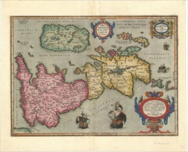 Map, Britannicarvm Insvlarvm typvs, Abraham Ortelius (1527-1598), Copperplate print