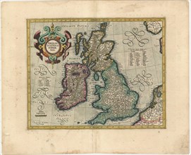 Map, Anglia, Scotia et Hibernia, Gerard Mercator (1512-1594), Copperplate print