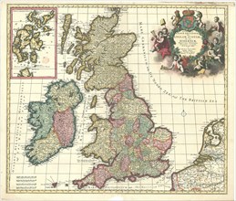 Map, Regnorum Magnae Britanniæ, Carel Allard (1648-1709), Copperplate print