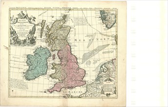 Map, Les isles Britanniques, Guillaume Delisle (1675-1726), Copperplate print