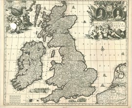 Map, Accuratissima Angliæ, Scotiæ et Hiberniæ tab., Carel Allard (1648-1709), Copperplate print