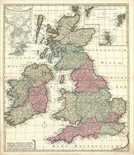Map, Novissima præ cæteris aliis accuratissima regnorum Angliæ, Scotiæ, Hiberniæ, Petrus Schenk