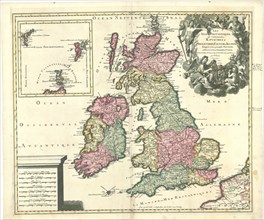 Map, Les isles britanniques, qui contiennent les royaumes d'Angleterre, Escosse et Irlande,