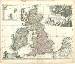 Map, Les isles Britanniques qui contiennent les royaumes d'Angleterre, Escosse, et Irlande,