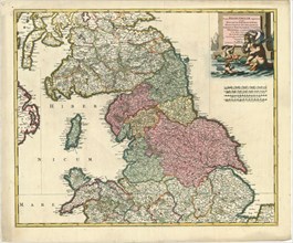 Map, Tractus regni Angliæ septentrion, Frederick de Wit (1610-1698), Copperplate print