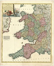 Map, Occidentalior Regni Angliae districtus, Frederick de Wit (1610-1698), Copperplate print
