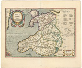Map, Cambriæ typvs, Johannes Janssonius van Waesberge, Copperplate print
