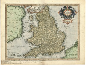 Map, Anglia regnum, Gerard Mercator (1512-1594), Copperplate print