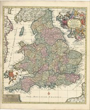 Map, Angliae regnum tam in septem antiqua Anglo-Saxonum regna quam in omnes hodiernas regiones
