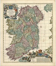 Map, Hiberniae regnum tam in praecipuas Ultoniae, Connaciae, Lageniae, et Momoniae, quam in minores