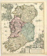Map, Hyberniæ regni in provincias Ultoniam, Connacham, Lageniam, Momoniamq. divisi tabula