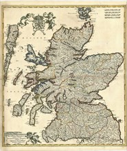 Map, Scotia regnum divisum in partem Septentrionelem et Meridionalem subdivisas in comitatus,