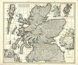 Map, Novissima Regni Scotiae Septentrionalis et Meridionalis tabula, divisae in ducatus, comitatus,
