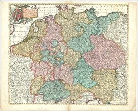 Map, Nova et denuo correcta Germaniae tabula, comprehendens X circulos, Regnum Bohemiae, ac