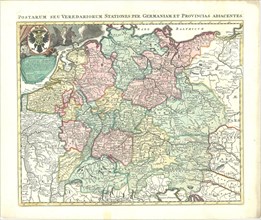 Map, Postarum seu veredariorum stationes per Germaniam et provincias adiacentes, Petrus Schenk