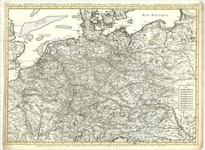 Map, Routes des postes et des voitures pour les marchandises et pour les voyages par l'empire, dans