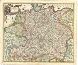 Map, Accuratissima Germaniae tabula, Frederick de Wit (1610-1698), Copperplate print