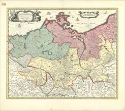Map, Electoratvs Brandenburgi, Mekelenburgi, et maximæ partis Pomeraniæ novissima tabula,
