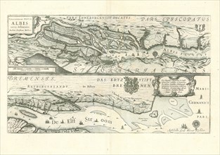 Map, Celeberrimi fluvii Albis nova delineatio, Christian Moller (1628 fl.), Copperplate print