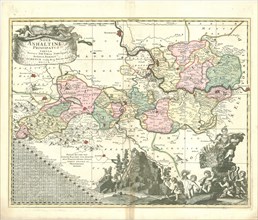 Map, Nova Anhaltini principatus tabula, Johann Tobias Schuchart, Copperplate print
