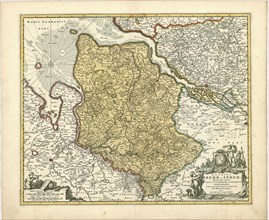 Map, Ducatus Bremae et Ferdae, maximaeque partis ducatus Stormariae, comitatus Oldenburgi, Albis,