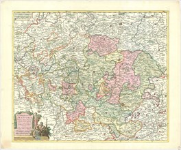 Map, Nova atque exacta Franconiae tabula, in ditiones praeturas et praefecturas, Petrus Schenk