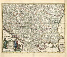 Map, Nova totius Hungariae, Transilvaniae, Serviae, Romaniae, Bulgariae, Walachiae, Moldaviae,