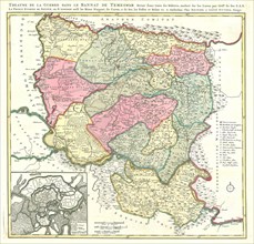 Map, Theatre de la guerre dans Le Bannat de Temeswar divisé dans touts ses districts, mesuré sur