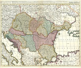Map, Hungaria universalis divisa in proprie dictam Hungariam principatum septimonti regiones