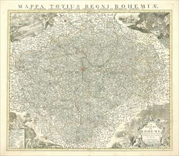 Map, Le Royaume de Boheme divisée en ses douze cercles, Johann Christoph Müller (1673-1721),