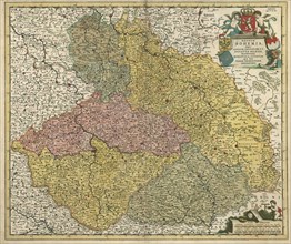Map, Regnum Bohemia, eique annexae provinciae, ut Ducatus Silesia, Marchionatus Moravia, et