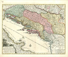 Map, Nouvêlle carte du royaume de Dalmacie, Guillaume Delisle (1675-1726), Copperplate print