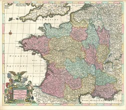 Map, Accuratissima Galliae tabula vulgo Royaume de France, Justus Danckerts (1635-1701),
