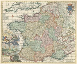 Map, Galliae seu Franciae tabula, qua omnes provinciae, viae angiariae, et aliae res notatu dignae