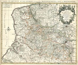 Map, Carte d'Artois et des environs, Guillaume Delisle (1675-1726), Copperplate print