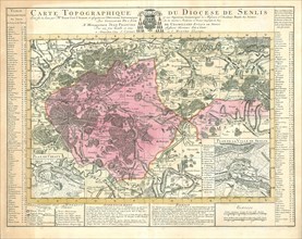 Map, Carte topographique du diocese de Senlis, Guillaume Delisle (1675-1726), Copperplate print
