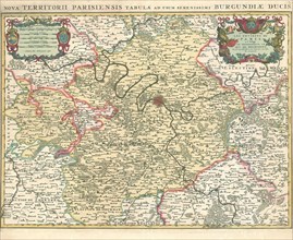 Map, Les environs de Paris, Guillaume Delisle (1675-1726), Copperplate print