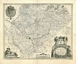 Map, Le Gouvernement de l'Isle de France, Damien de Templeux, Copperplate print