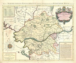 Map, Carte de l'evesché de Nantes, Hubert Jaillot (1632-1712), Copperplate print